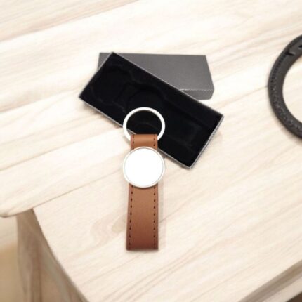 Leather round keychain