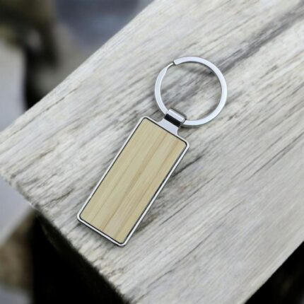 Wooden steel keychain